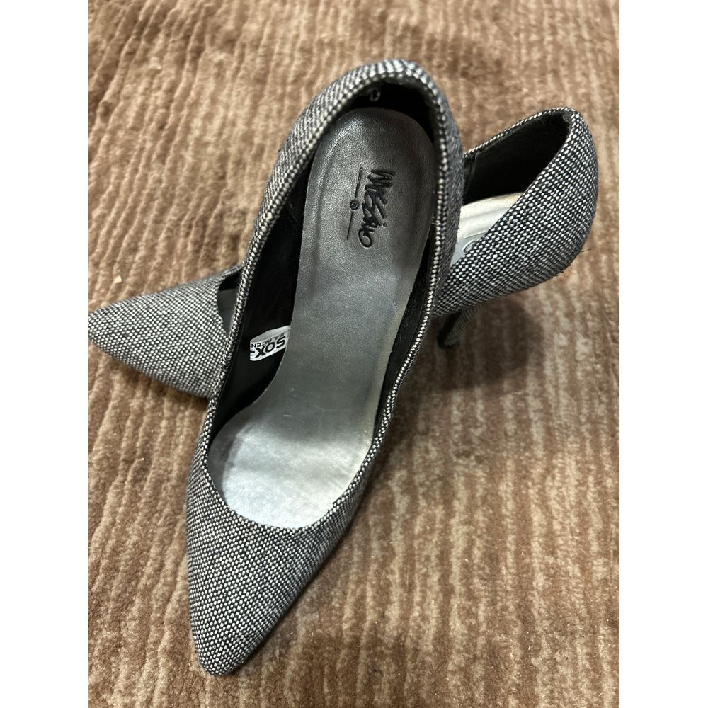 Mossimo Tweed Pattern Pointed Toe Pumps Classic Office Heels Gray‎